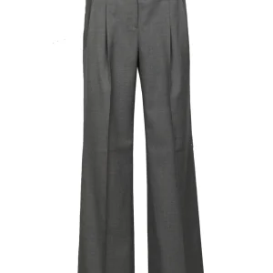 Pantaloni in Fresco di Lana Grigi scuro con Pinces Gamba Dritta