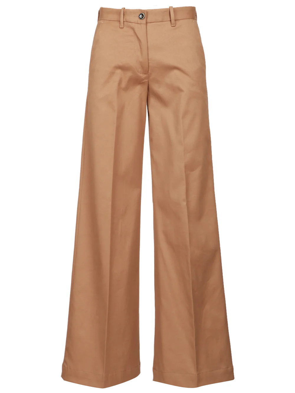 Pantaloni Nadia Palazzo in Cotone e Cashmere Cammello