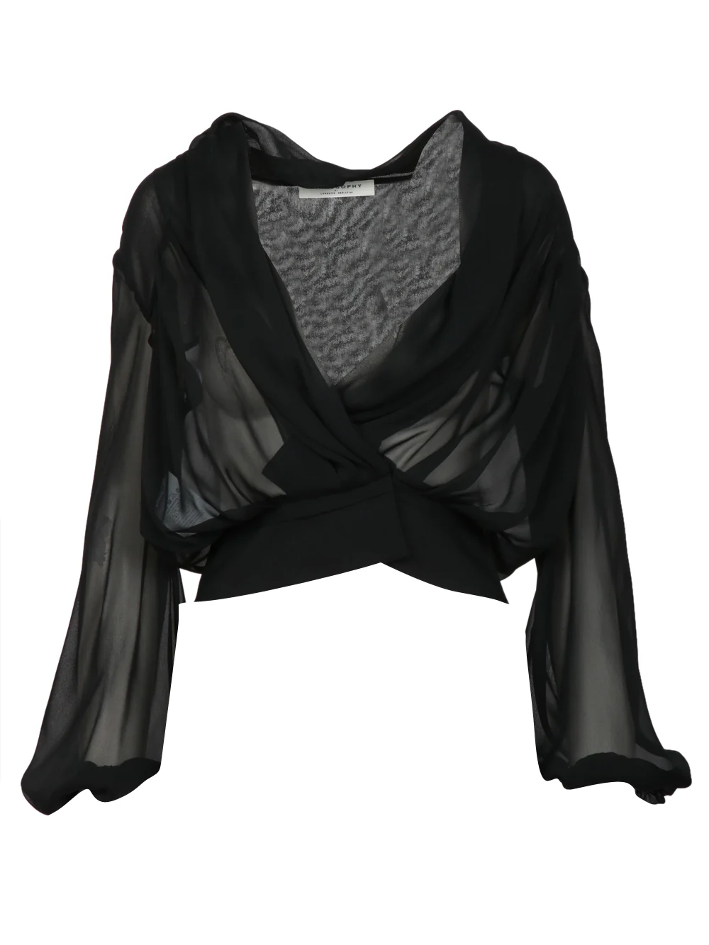 Blusa Cache Coeur in Gerogette Misto Seta Nera