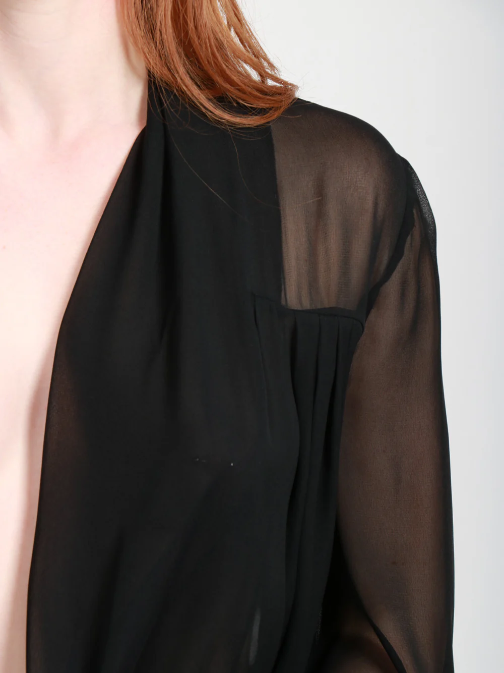 Blusa Cache Coeur in Gerogette Misto Seta Nera - immagine 7