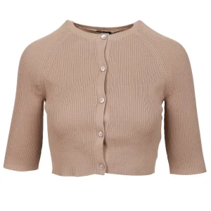 Cardigan Kassel Crop a Costine piccole Fango