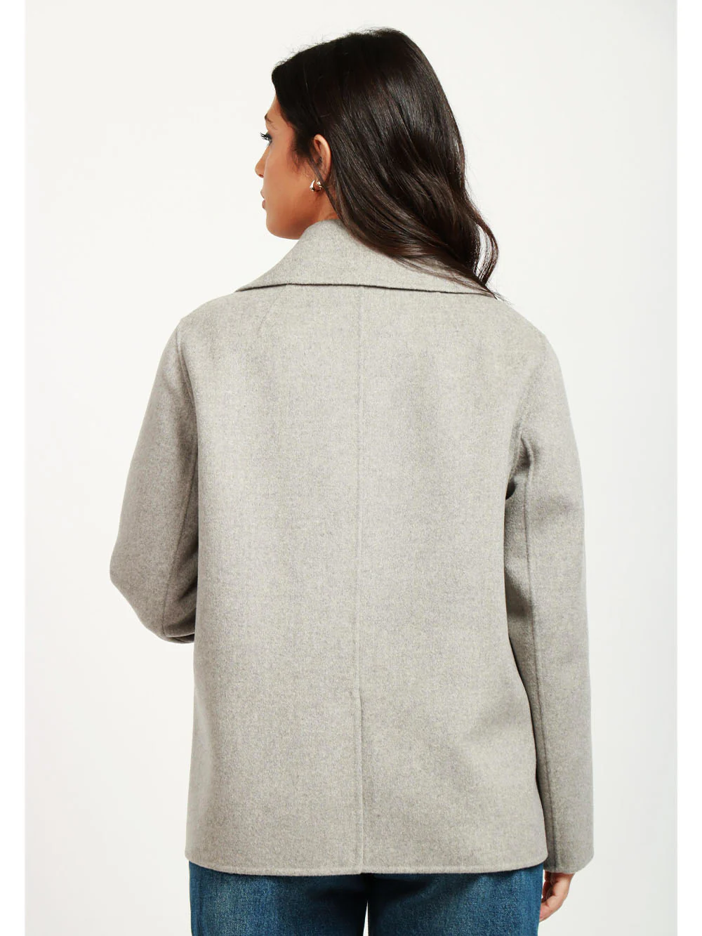 Caban Margot Doppiopetto in Lana Vergine Grigio - immagine 6