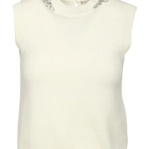 Gilet Alienor in Maglia Panna con Strass