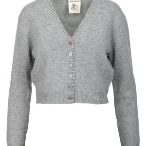 Cardigan Clarinda in Misto Cashmere Grigio con Strass