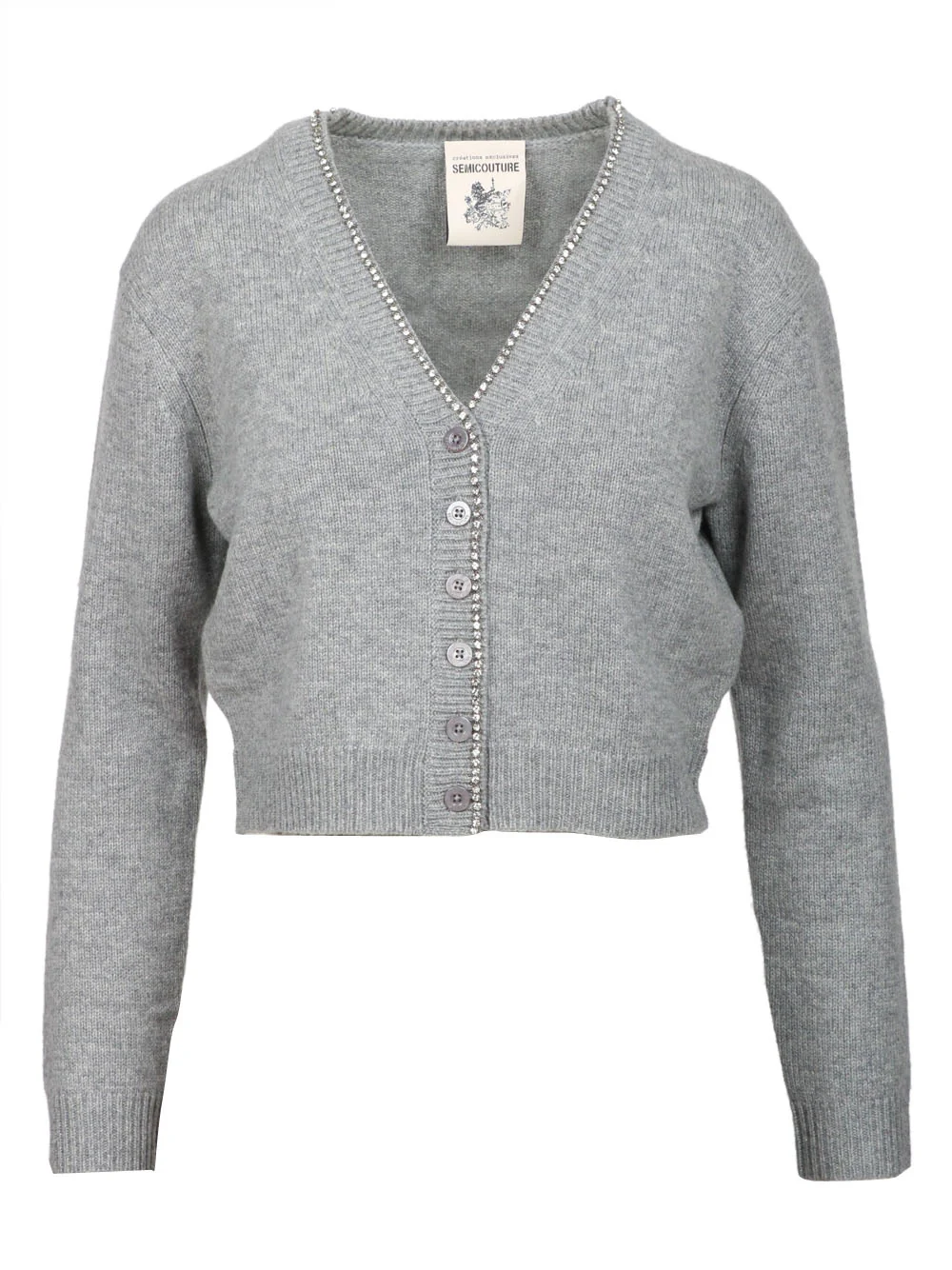 Cardigan Clarinda in Misto Cashmere Grigio con Strass - immagine 2