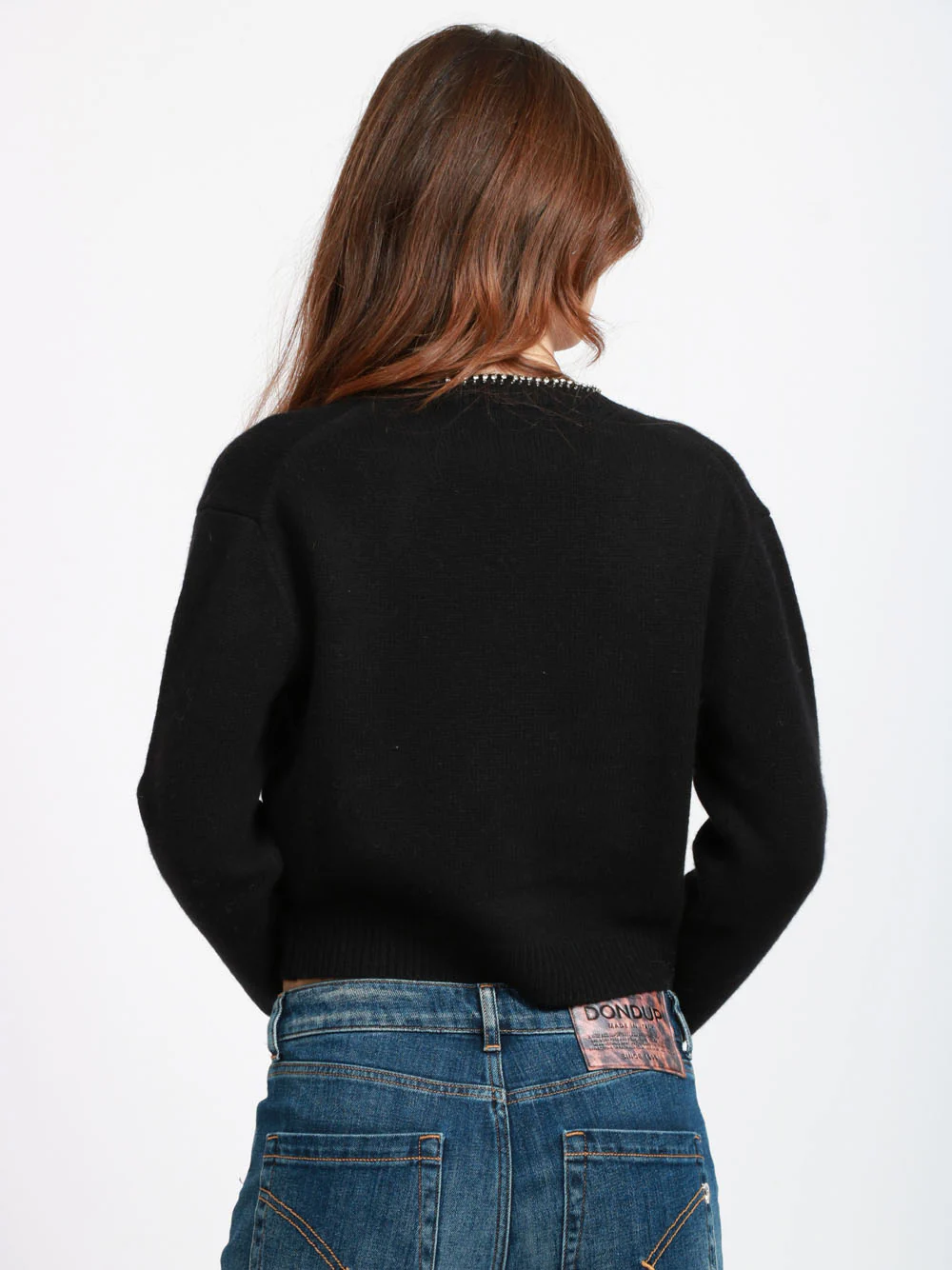 Cardigan Clarinda in Misto Cashmere Nero con Strass - immagine 6