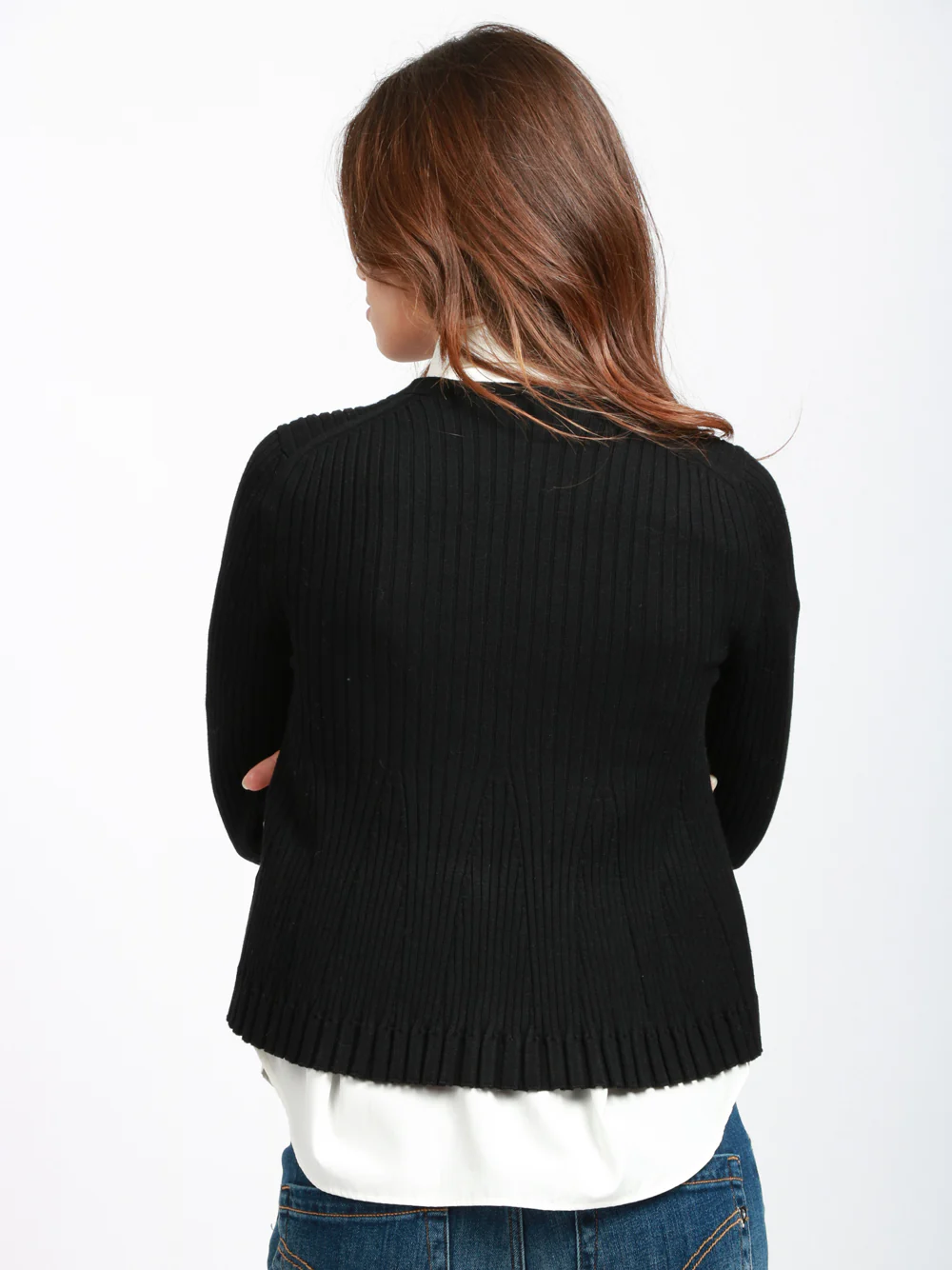 Cardigan Jade a Costine Nero con Scollo a V - immagine 6