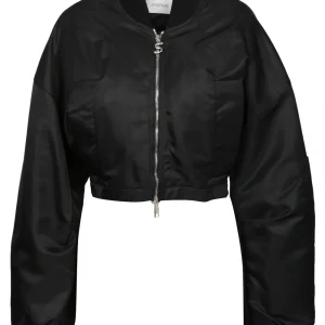Bomber Imbottito Avenue in Twill Antigoccia Nero Crop