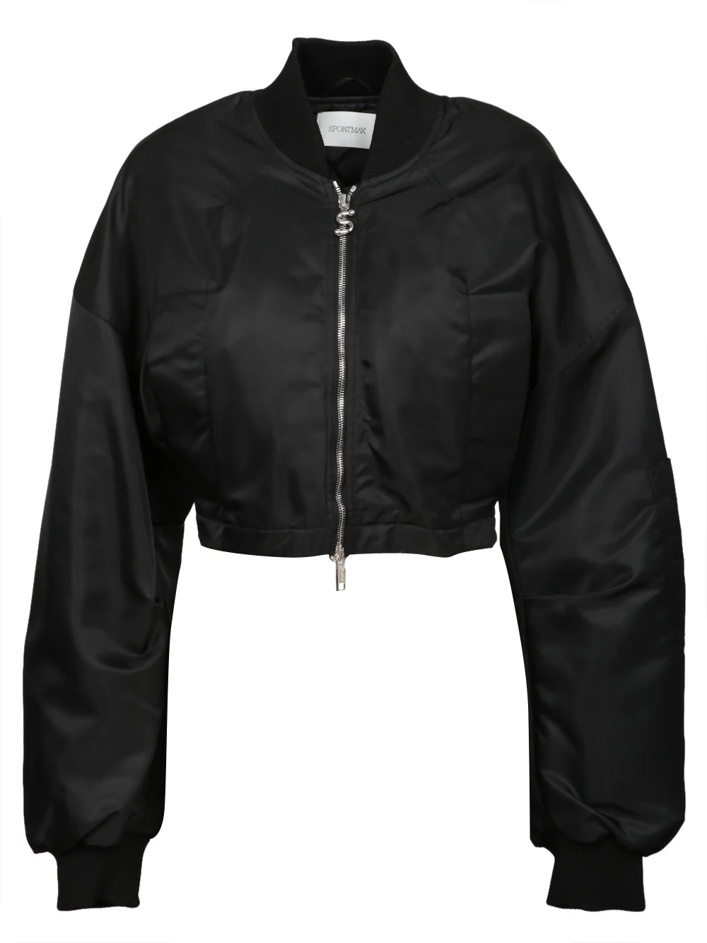 Bomber Imbottito Avenue in Twill Antigoccia Nero Crop