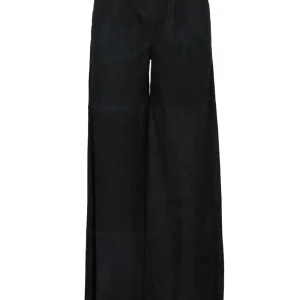 Pantaloni Corso Europa in Pelle Scamosciata Blu Notte