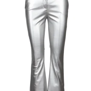 Pantaloni Corso Firenze T a Trombetta Laminato Argento