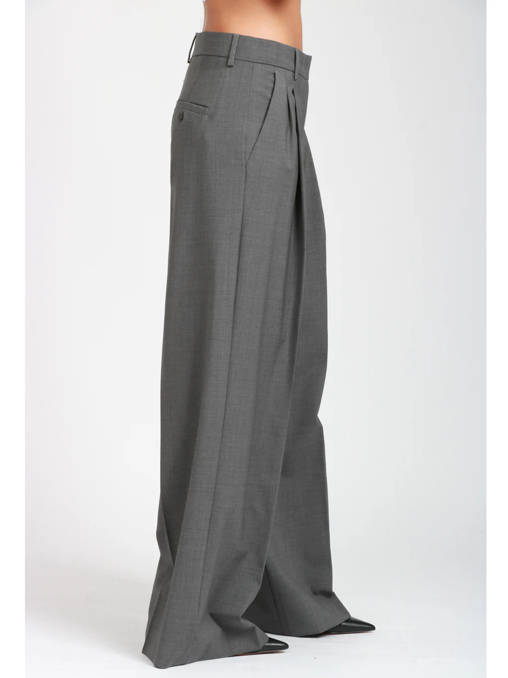Pantaloni Adelfi in Lana Stretch Grigi - immagine 4