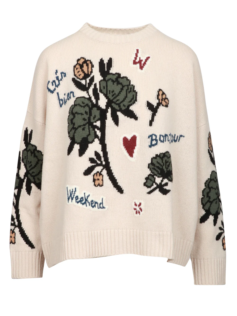 Maglia Pavidi in Lana Beige con Stampa