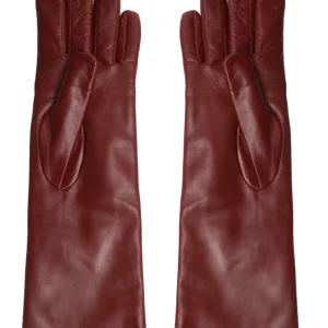 Guanti Senape in Pelle Bordeaux