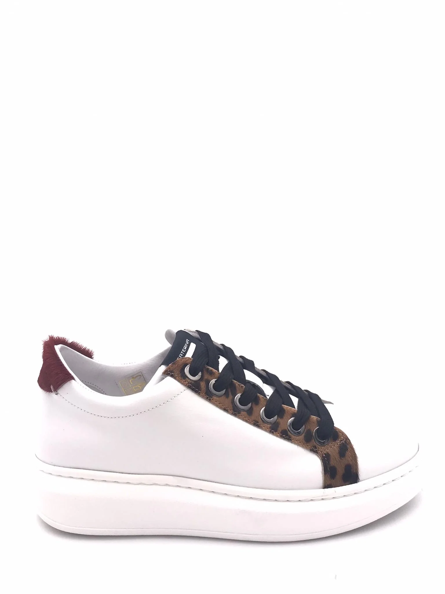 Sneakers donna basic bianco-leo
