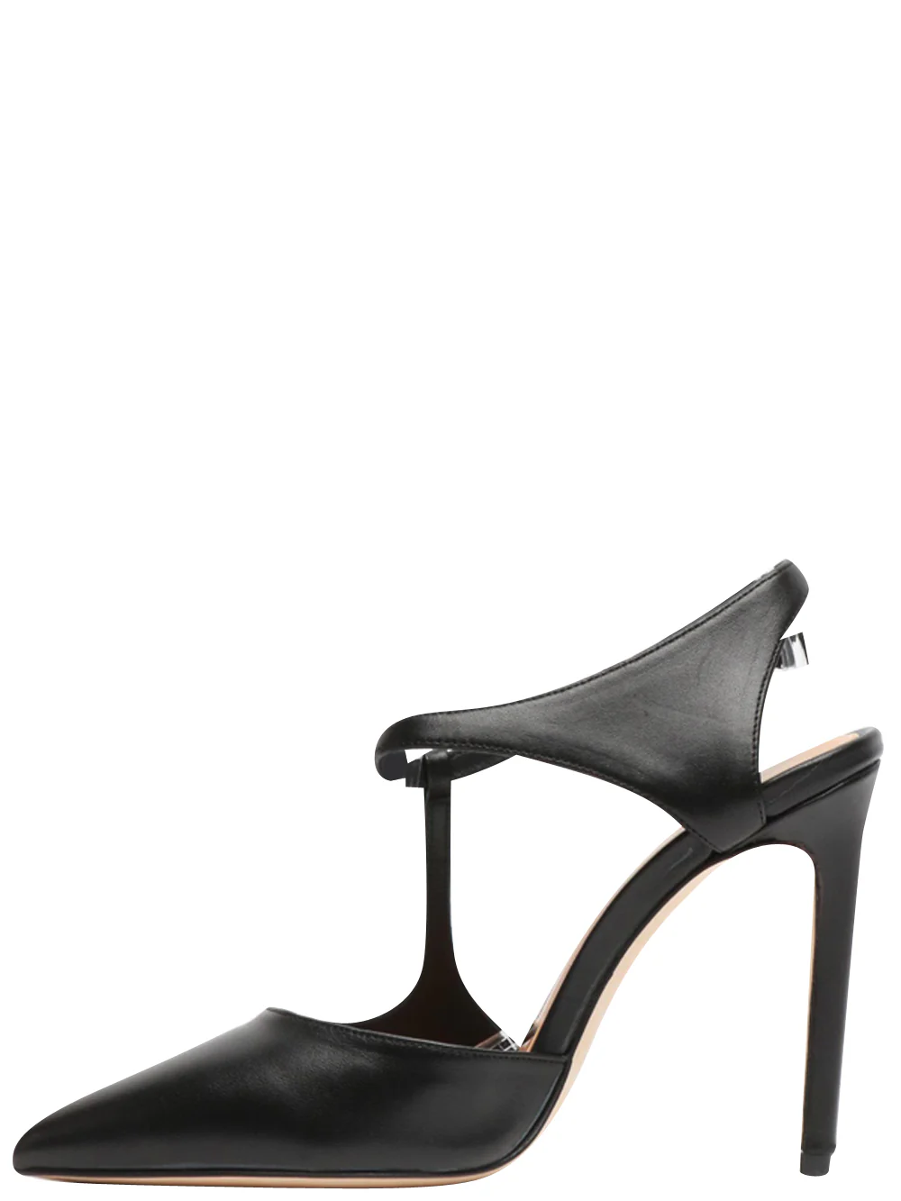 Scarpe Décolleté Slingback in Pelle Nere con Tacco a Spillo - immagine 3