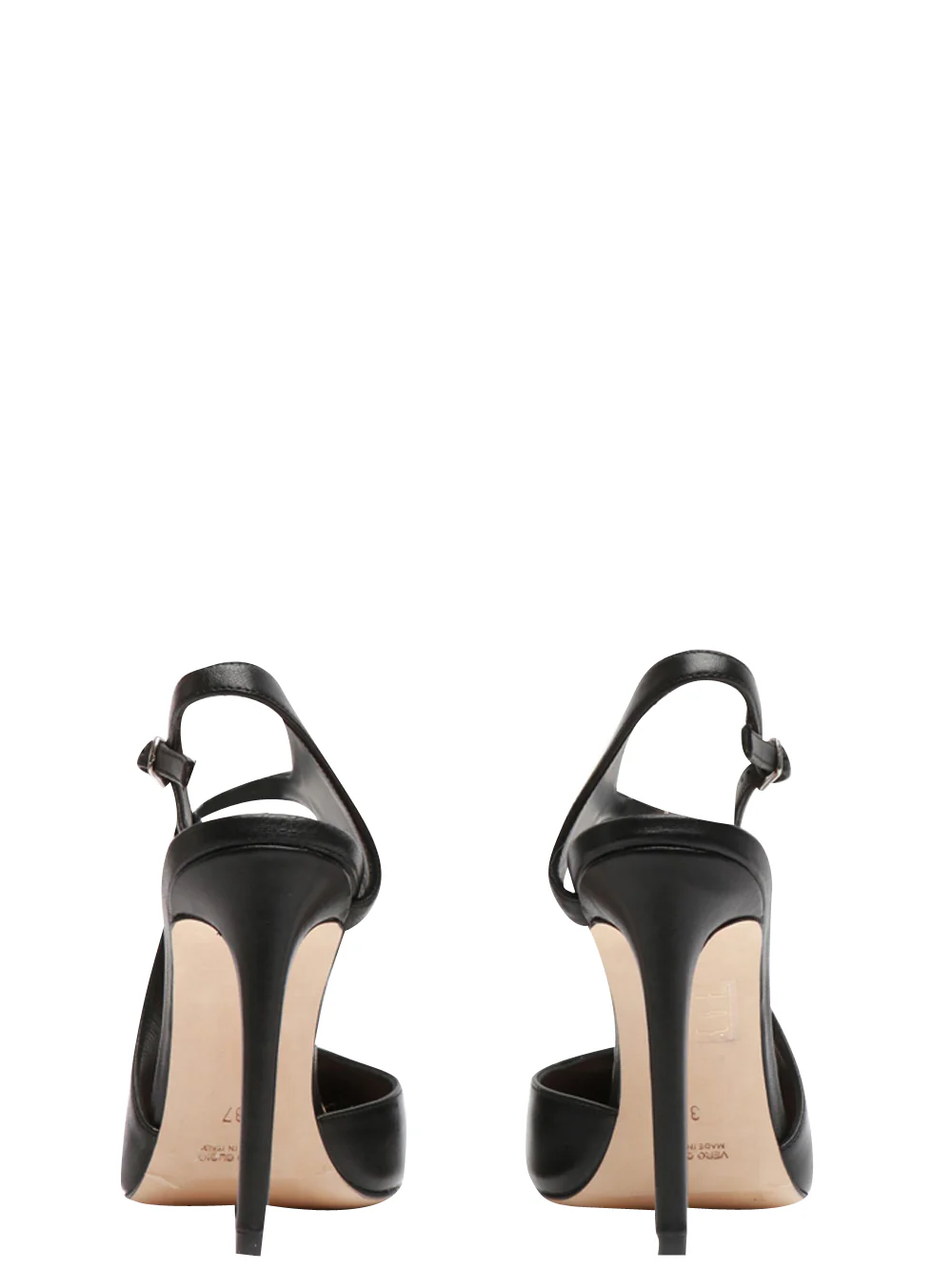 Scarpe Décolleté Slingback in Pelle Nere con Tacco a Spillo - immagine 5