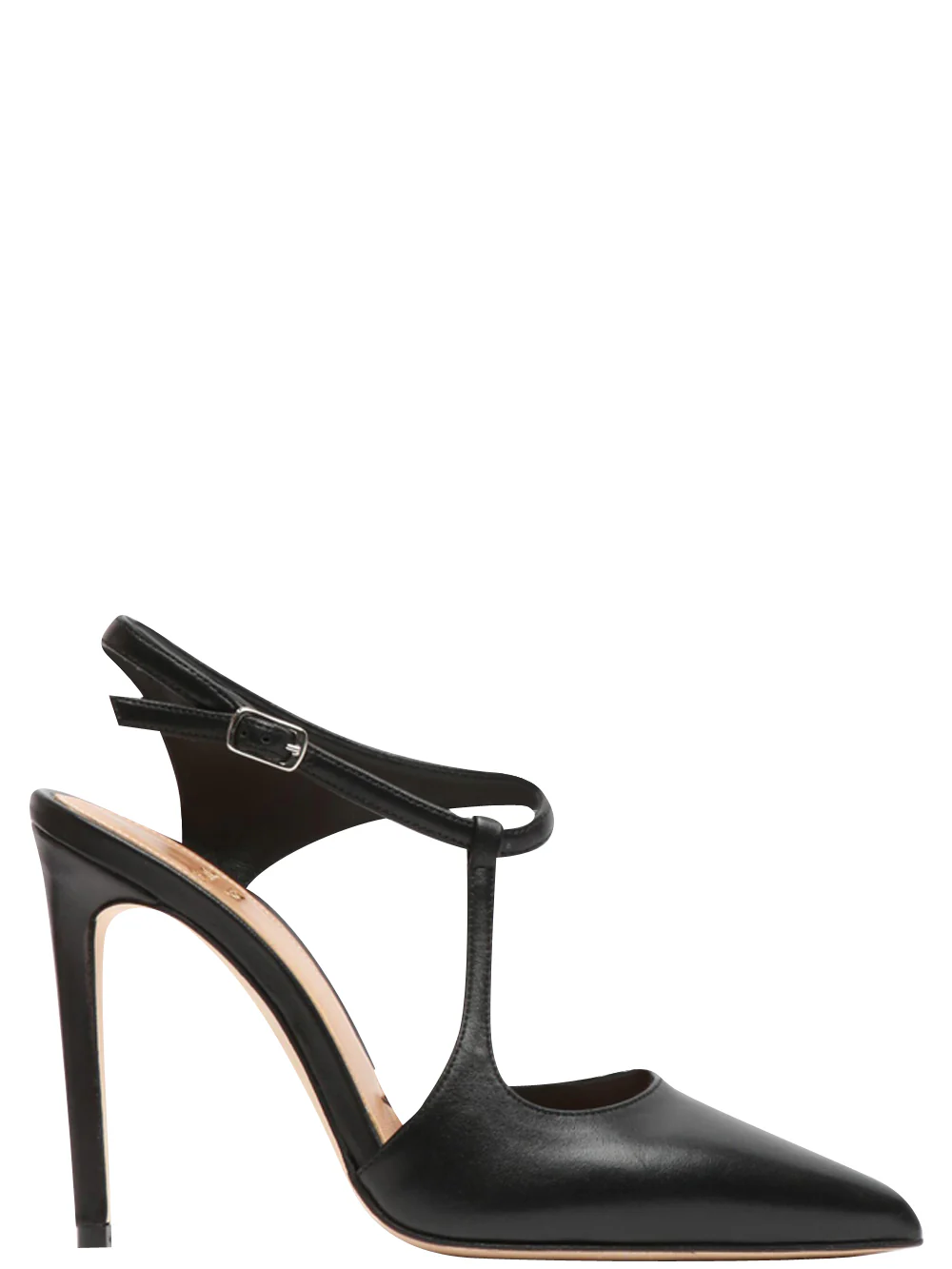 Scarpe Décolleté Slingback in Pelle Nere con Tacco a Spillo - immagine 2