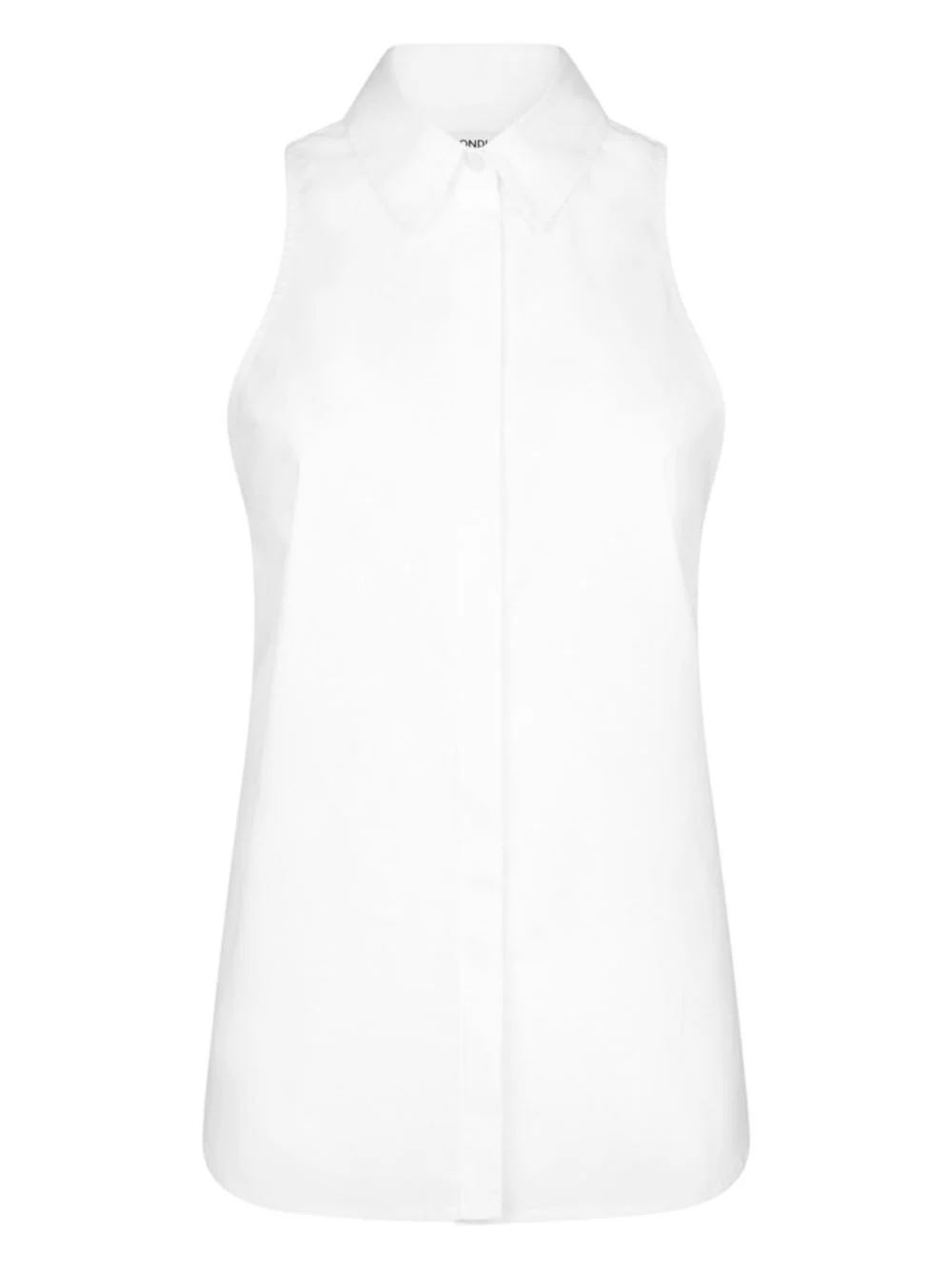 Camicia in Popeline di Cotone Bianca Senza Maniche