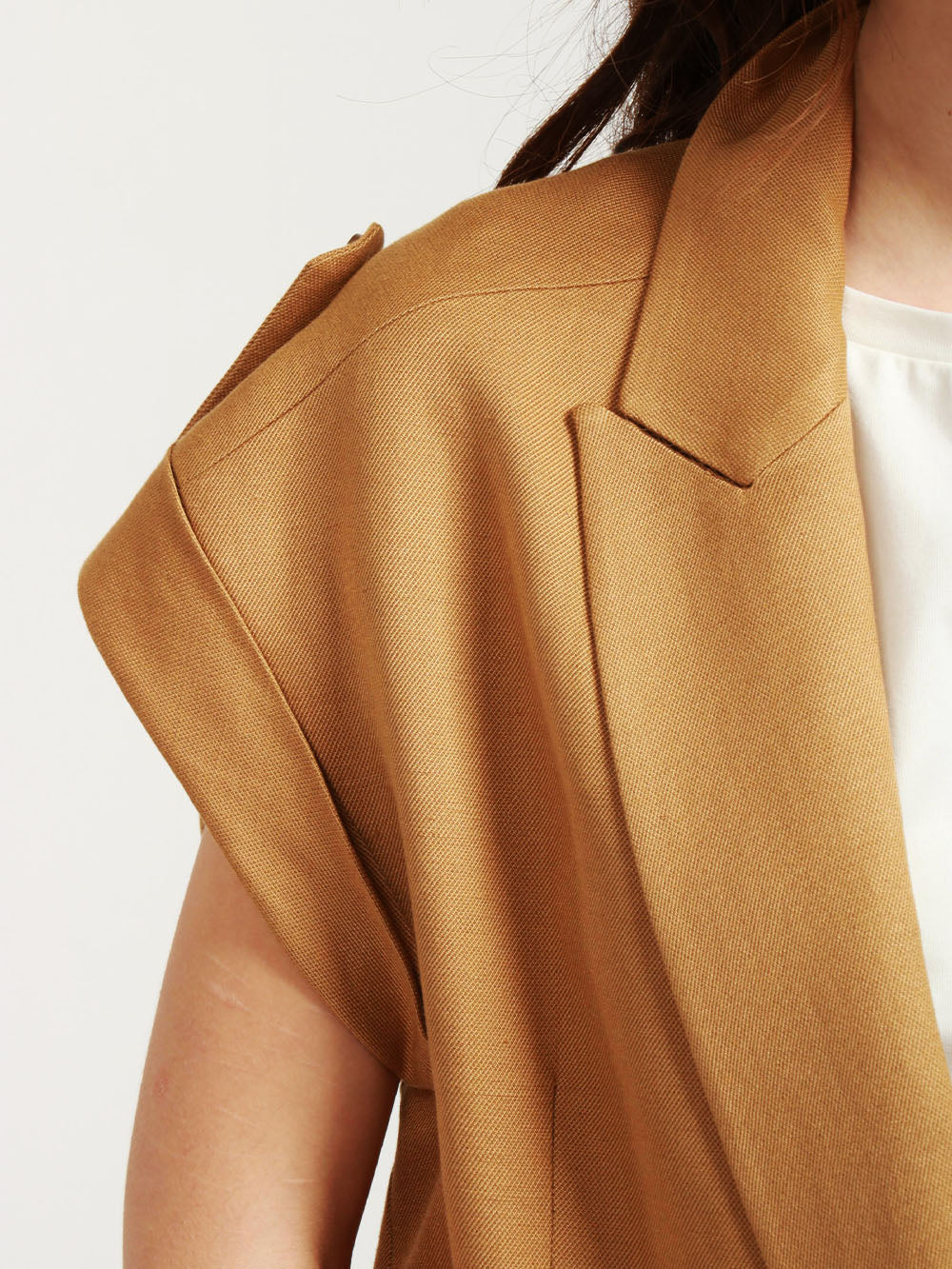 Gilet Doppiopetto in Misto Lino Cammello - immagine 7