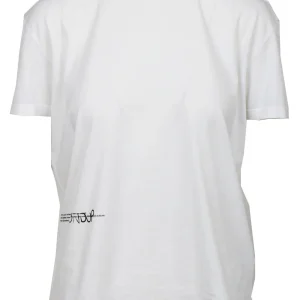T-Shirt Girocollo in Cotone Bianca con Scritta Nera