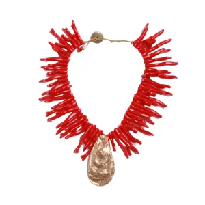 Collana Rossa con Conchiglia Metal Oro