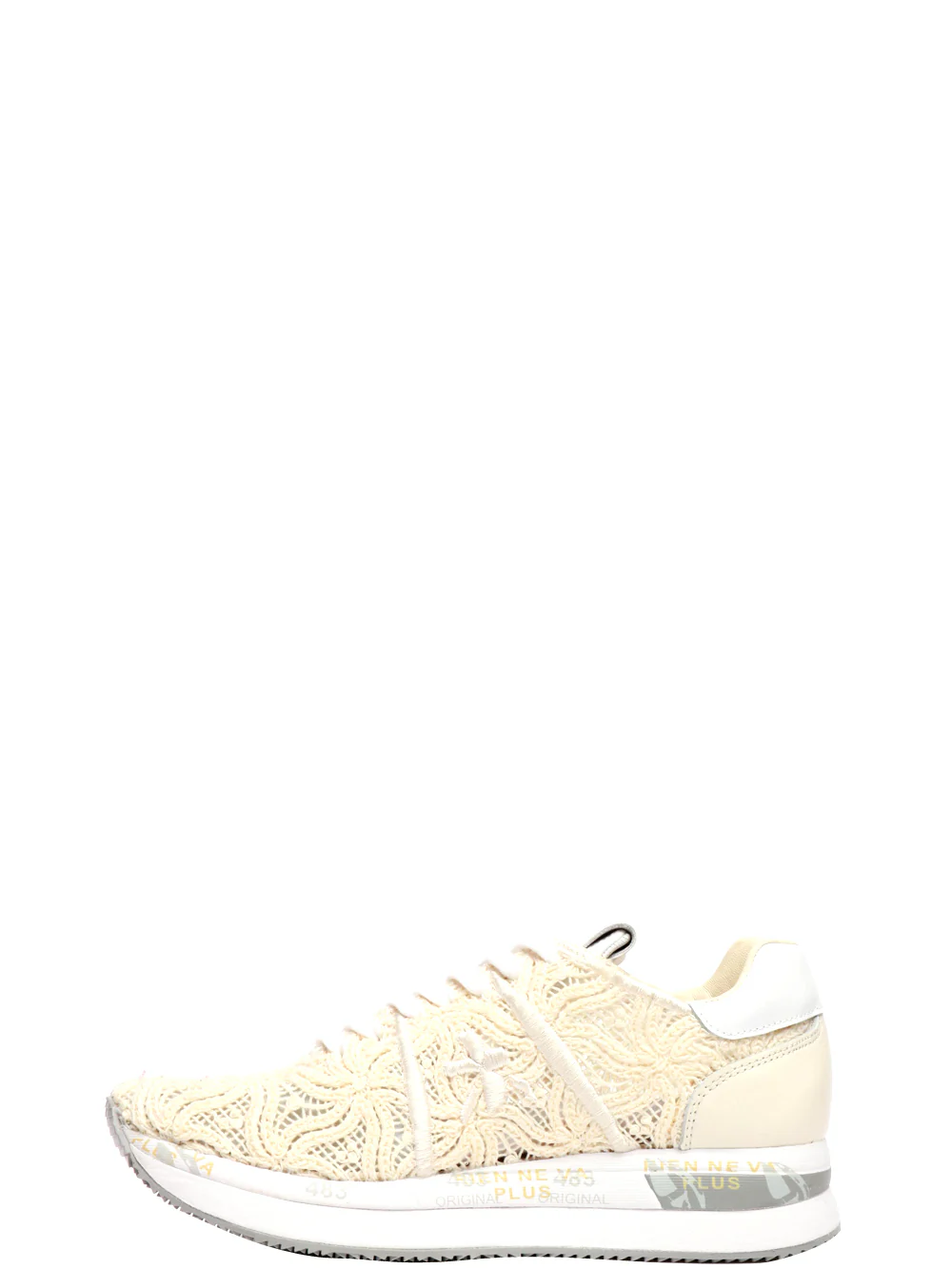 Scarpe Sneakers Conny in Pizzo Macramè Panna - immagine 3