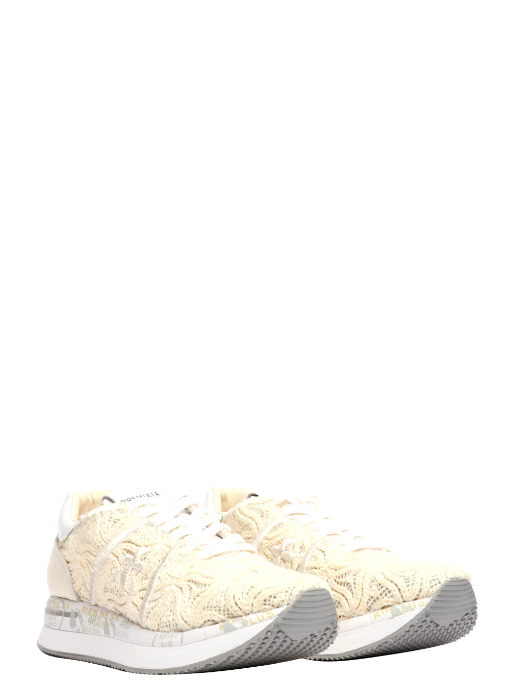Scarpe Sneakers Conny in Pizzo Macramè Panna - immagine 4