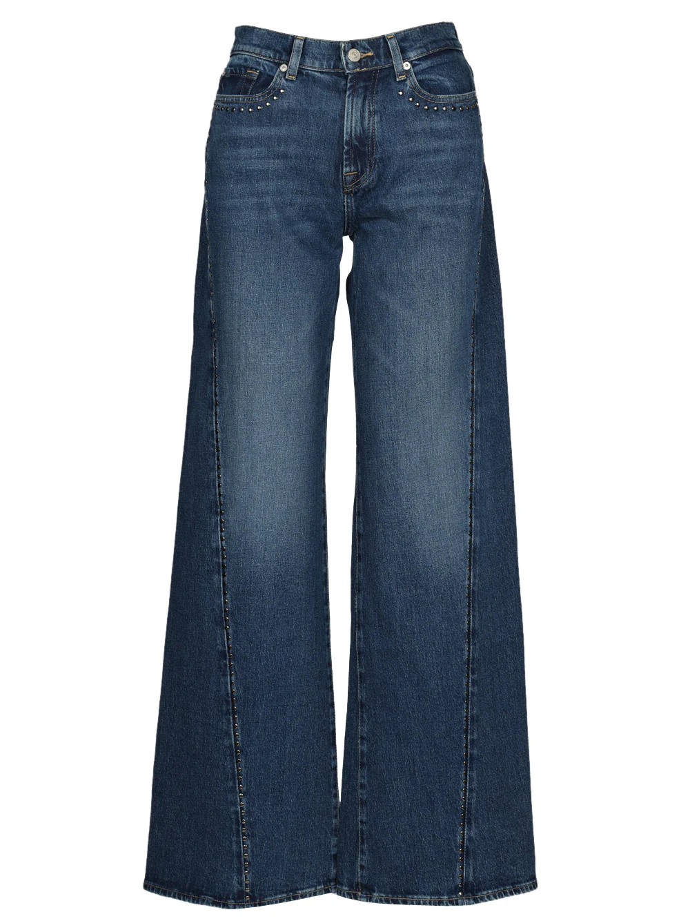 Jeans Twisted Lotta Palazzo in Denim Blu con Borchie