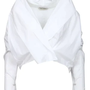Camicia Cache Coeur Cropped in Cotone Bianca