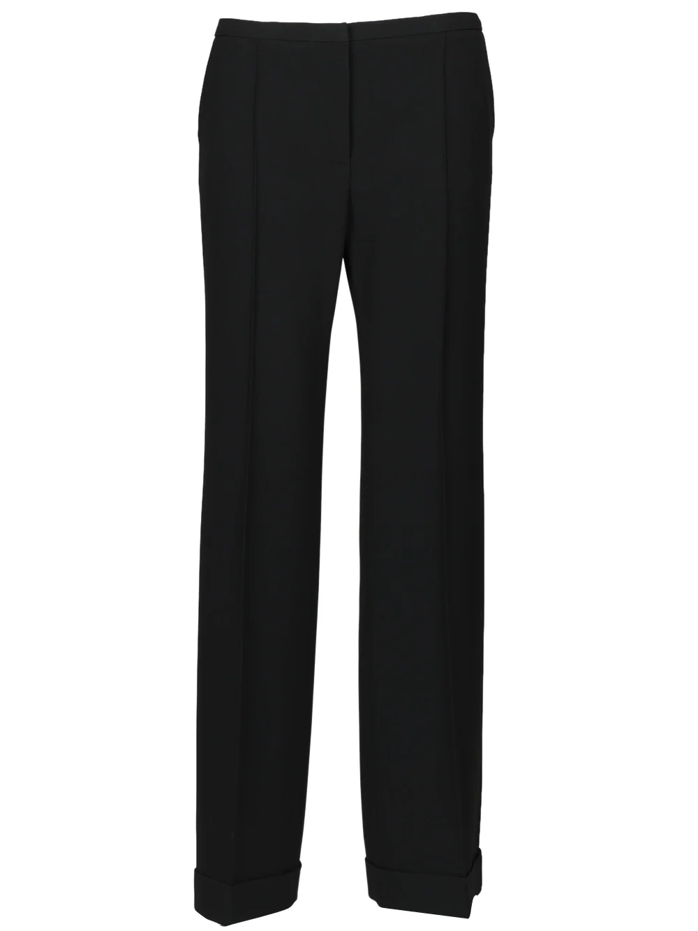 Pantaloni in Cady Neri con Gamba Dritta e Risvolto - immagine 2