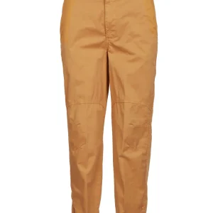 Pantaloni Laurie in Garbadina di Cotone Tabacco