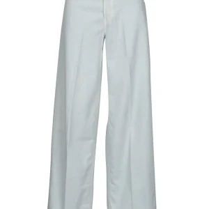 Pantaloni Bethany in Twiil di Cotone e Lino Celesti