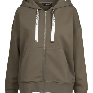 Felpa Jour in Cotone Verde Militare con Cappuccio