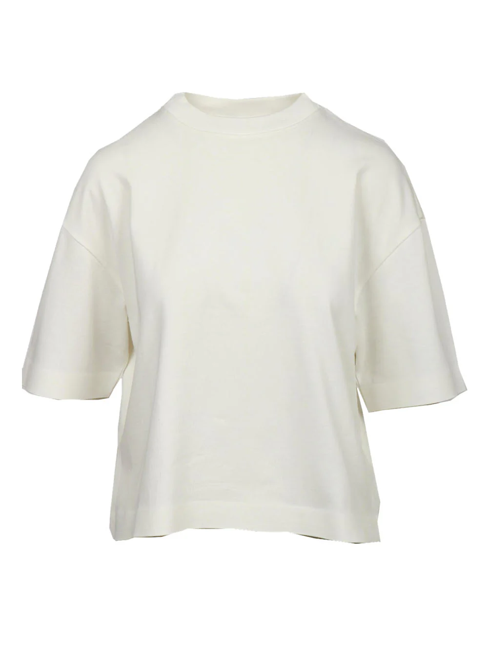 T-Shirt Georgia Box Girocollo in Misto Cotone Bianca
